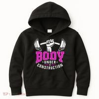 Gym Lovers Body Under Construction Workout Related Gym Rats Kids Hoodie thumb 0