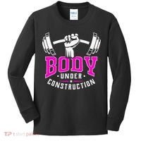 Gym Lovers Body Under Construction Workout Related Gym Rats Kids Long Sleeve Shirt thumb 0