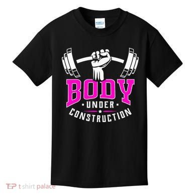 Gym Lovers Body Under Construction Workout Related Gym Rats Kids T-Shirt