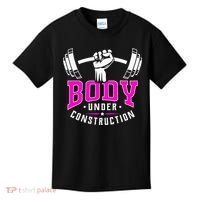 Gym Lovers Body Under Construction Workout Related Gym Rats Kids T-Shirt thumb 0