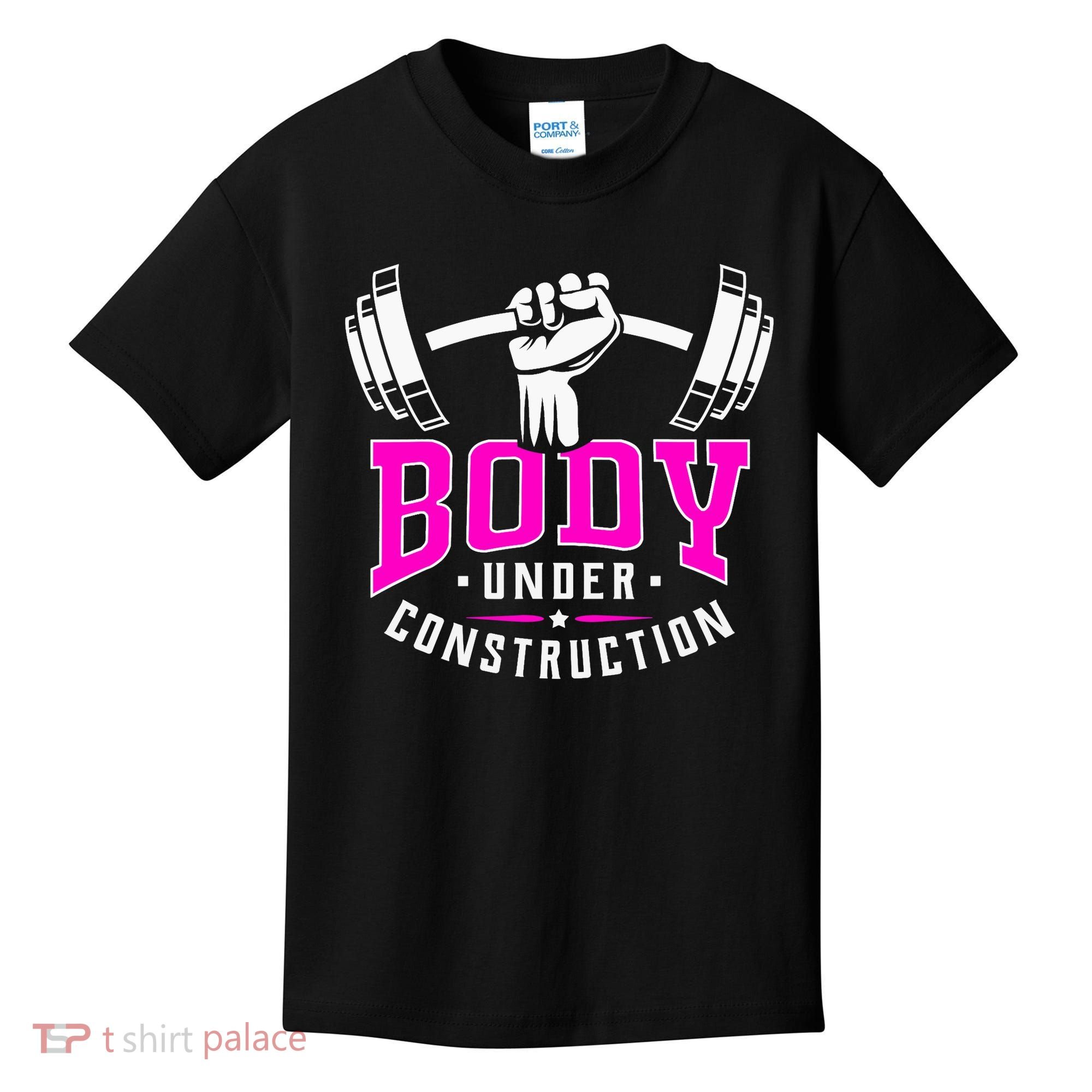 Gym Lovers Body Under Construction Workout Related Gym Rats Kids T-Shirt