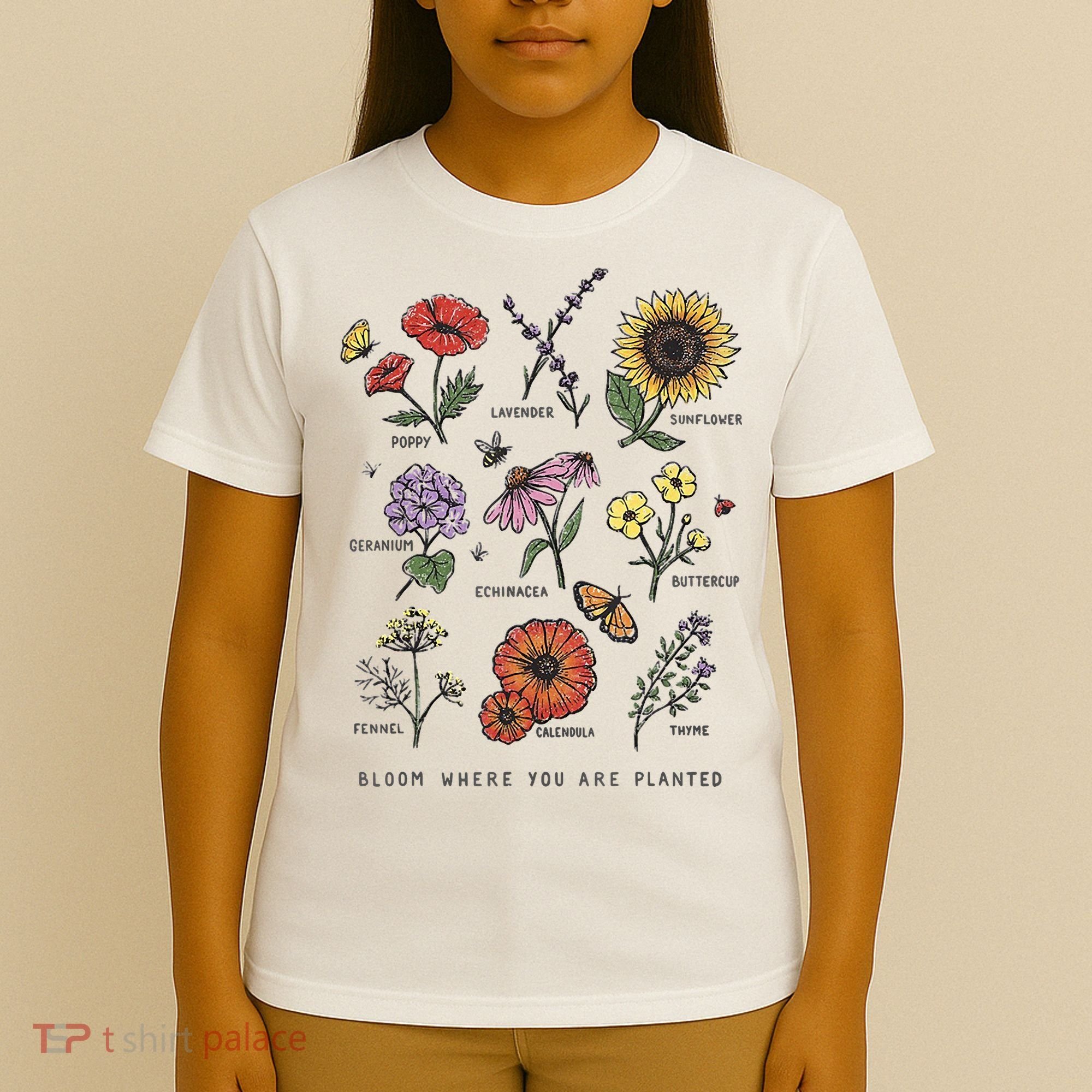 Garden Life Bloom Where You Are Planted Botanican Flowers T-Shirt