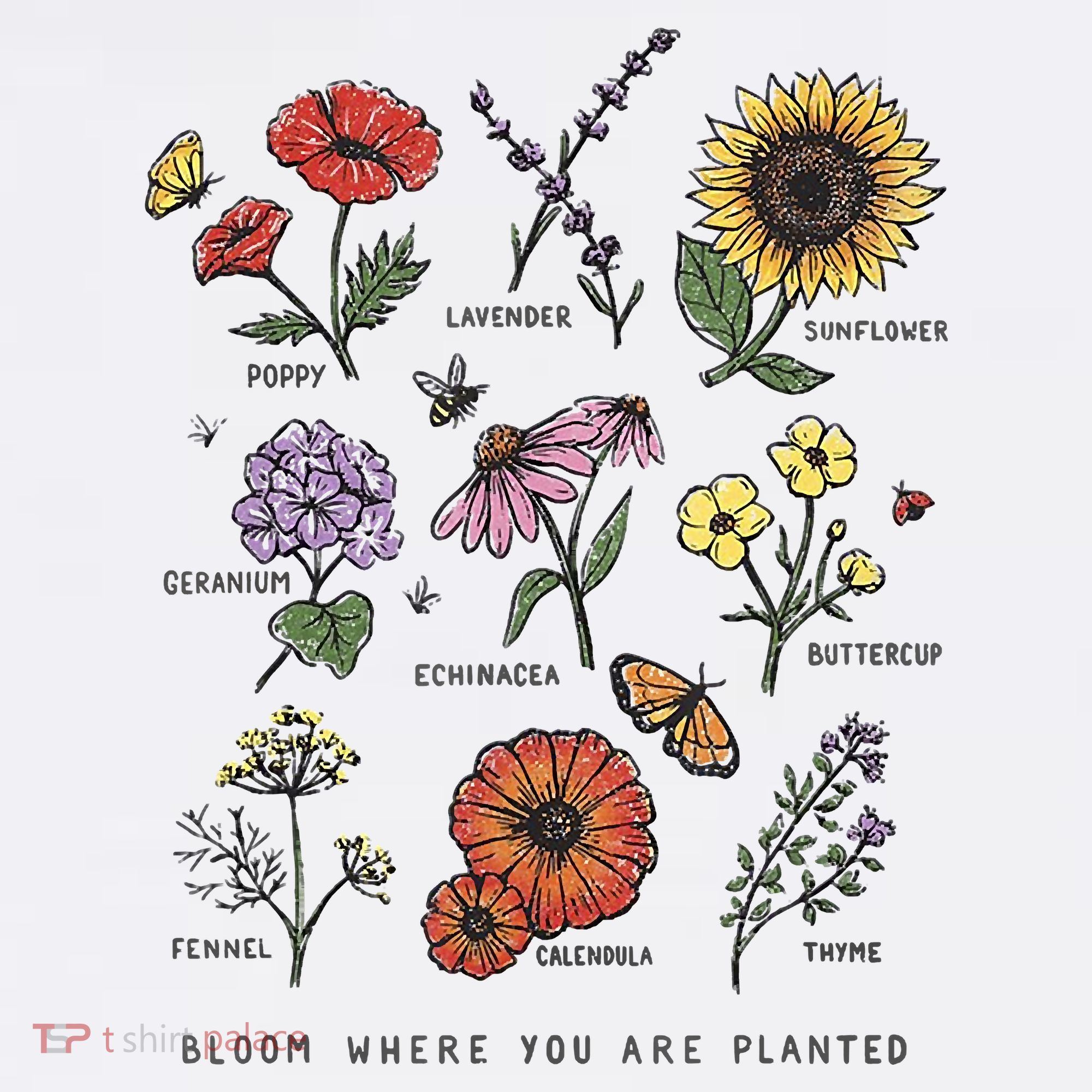 Garden Life Bloom Where You Are Planted Botanican Flowers Women's Tank Top
