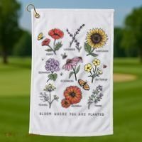 Garden Life Bloom Where You Are Planted Botanican Flowers Golf Towel thumb 1