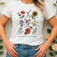 Garden Life Bloom Where You Are Planted Botanican Flowers Women's T-Shirt thumb 2