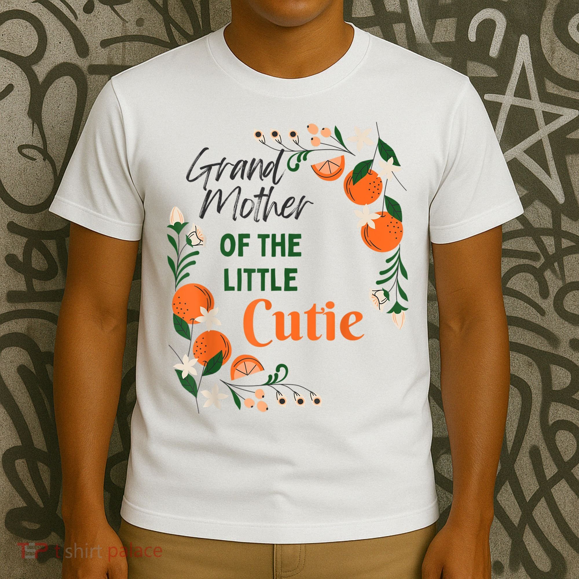 Grandmother Little Cutie Baby Shower Orange 1st Birthday T-Shirt