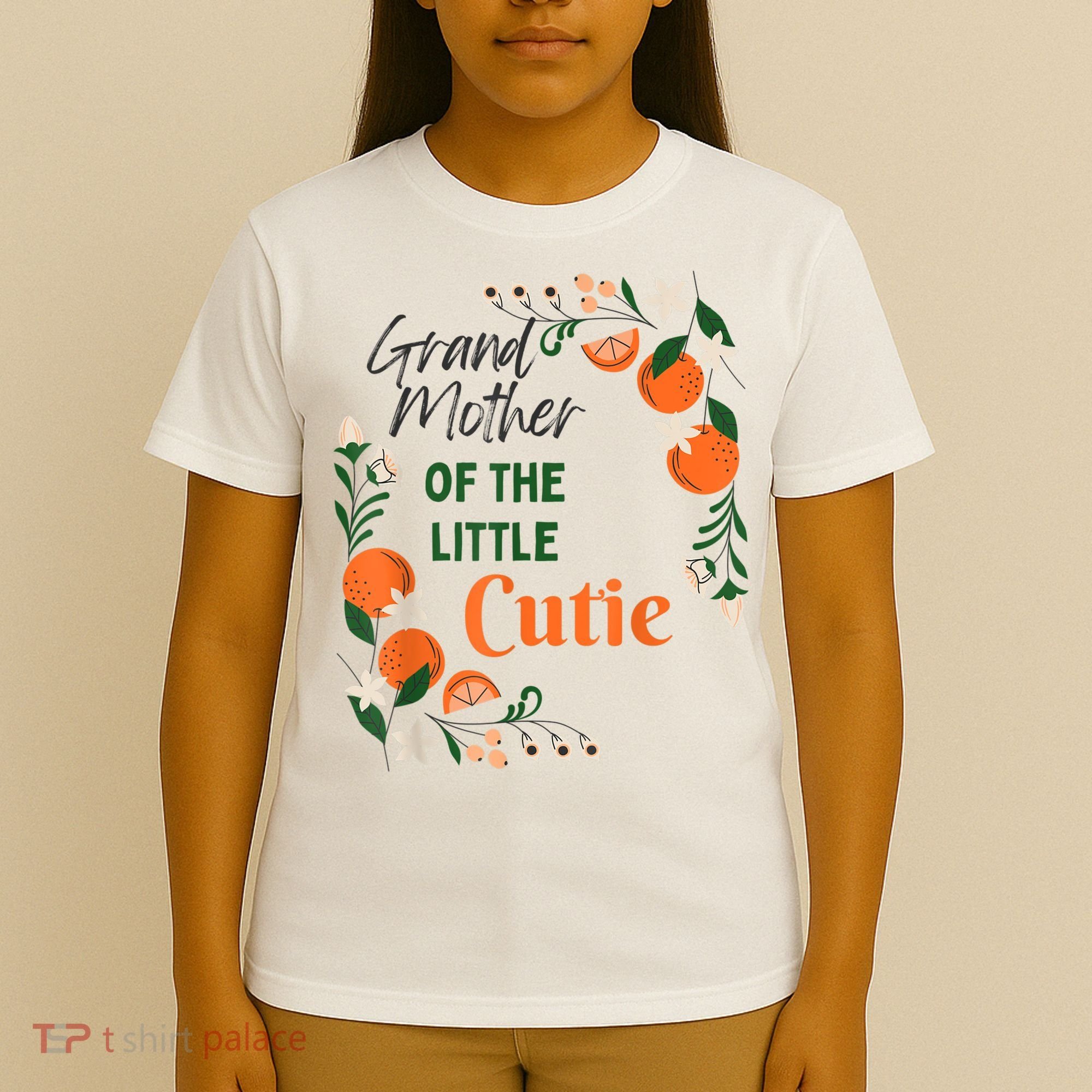 Grandmother Little Cutie Baby Shower Orange 1st Birthday T-Shirt