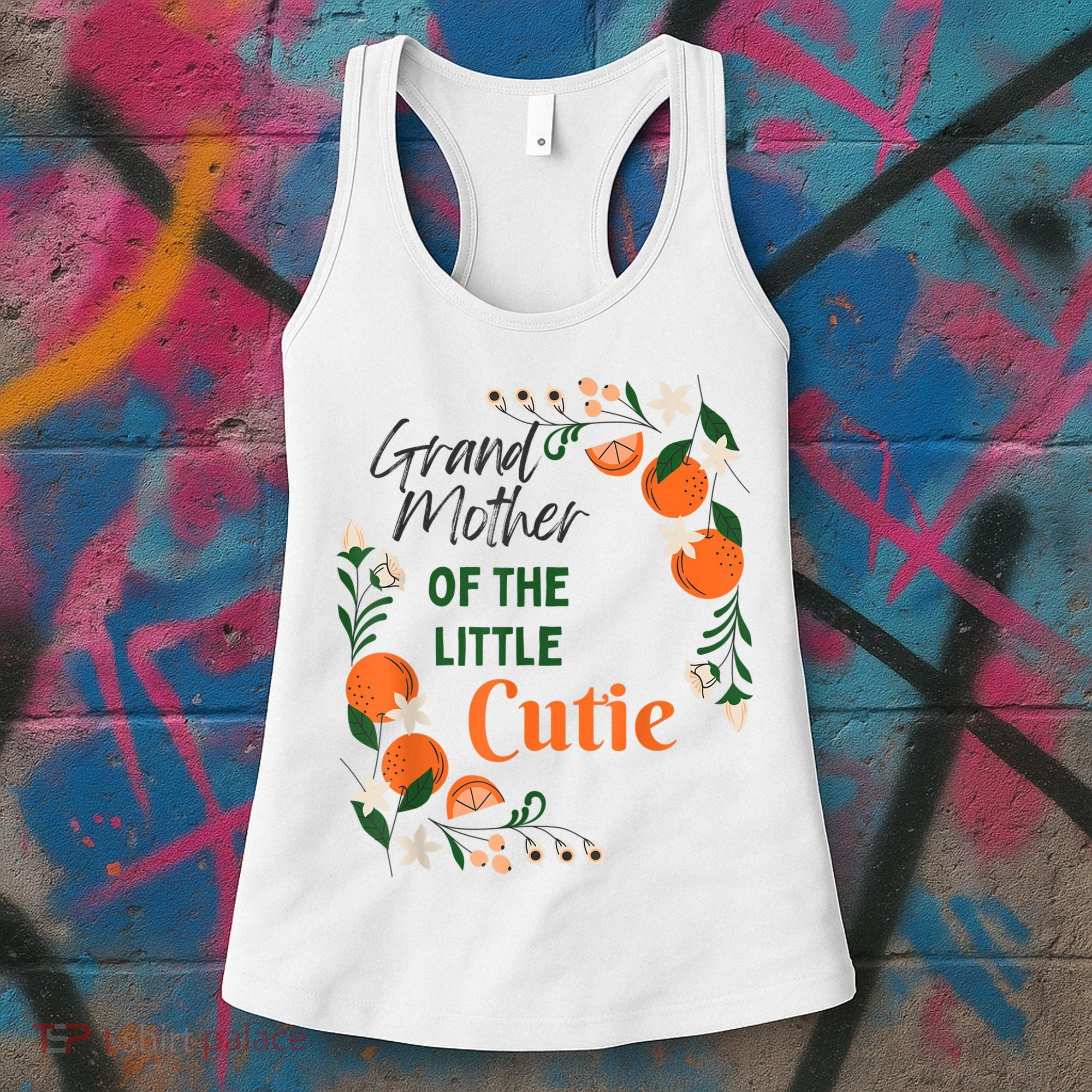 Grandmother Little Cutie Baby Shower Orange 1st Birthday Women's Tank Top