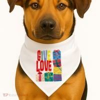 Give Love Christmas Holiday Gifts USA-Made Doggie Bandana thumb 1