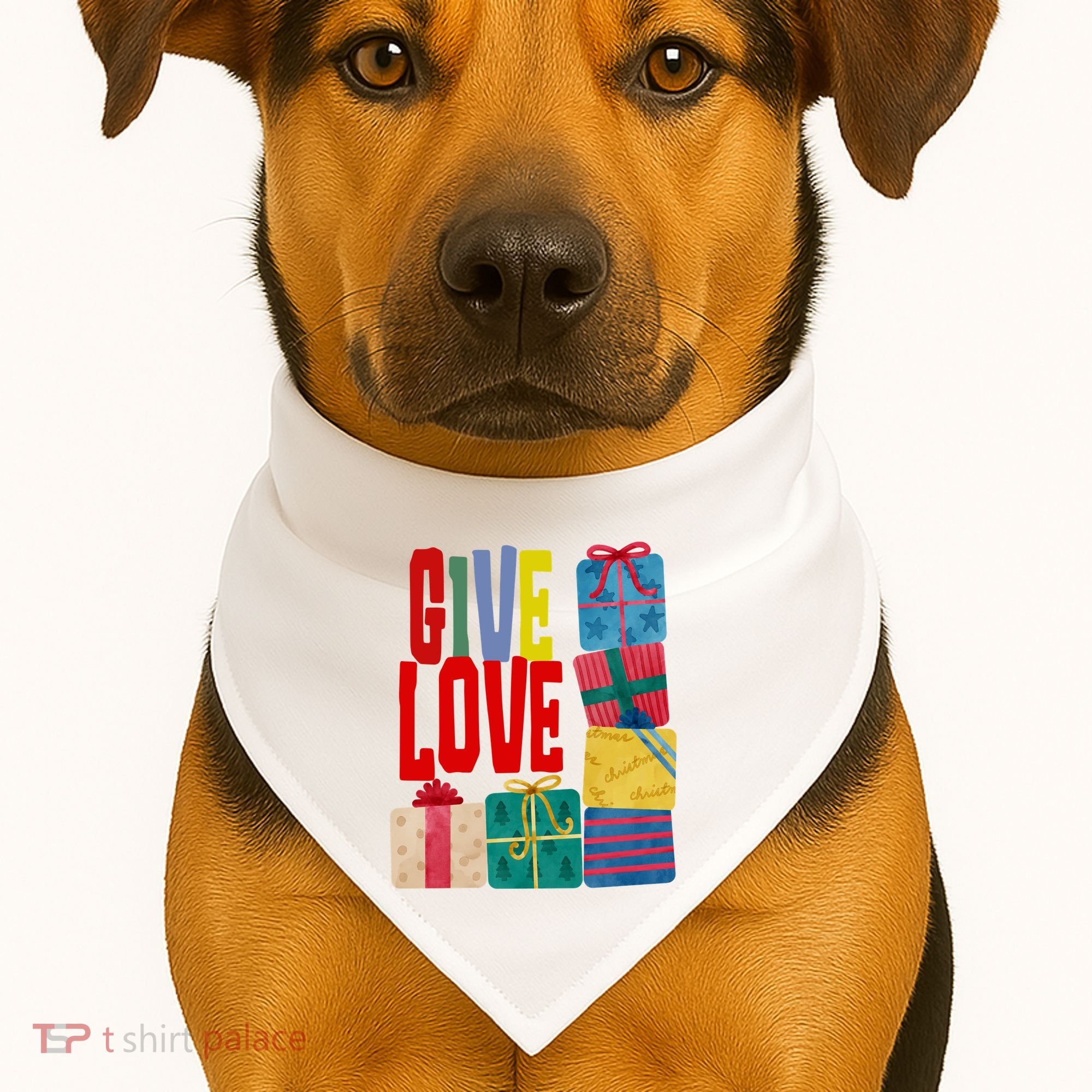 Give Love Christmas Holiday Gifts USA-Made Doggie Bandana