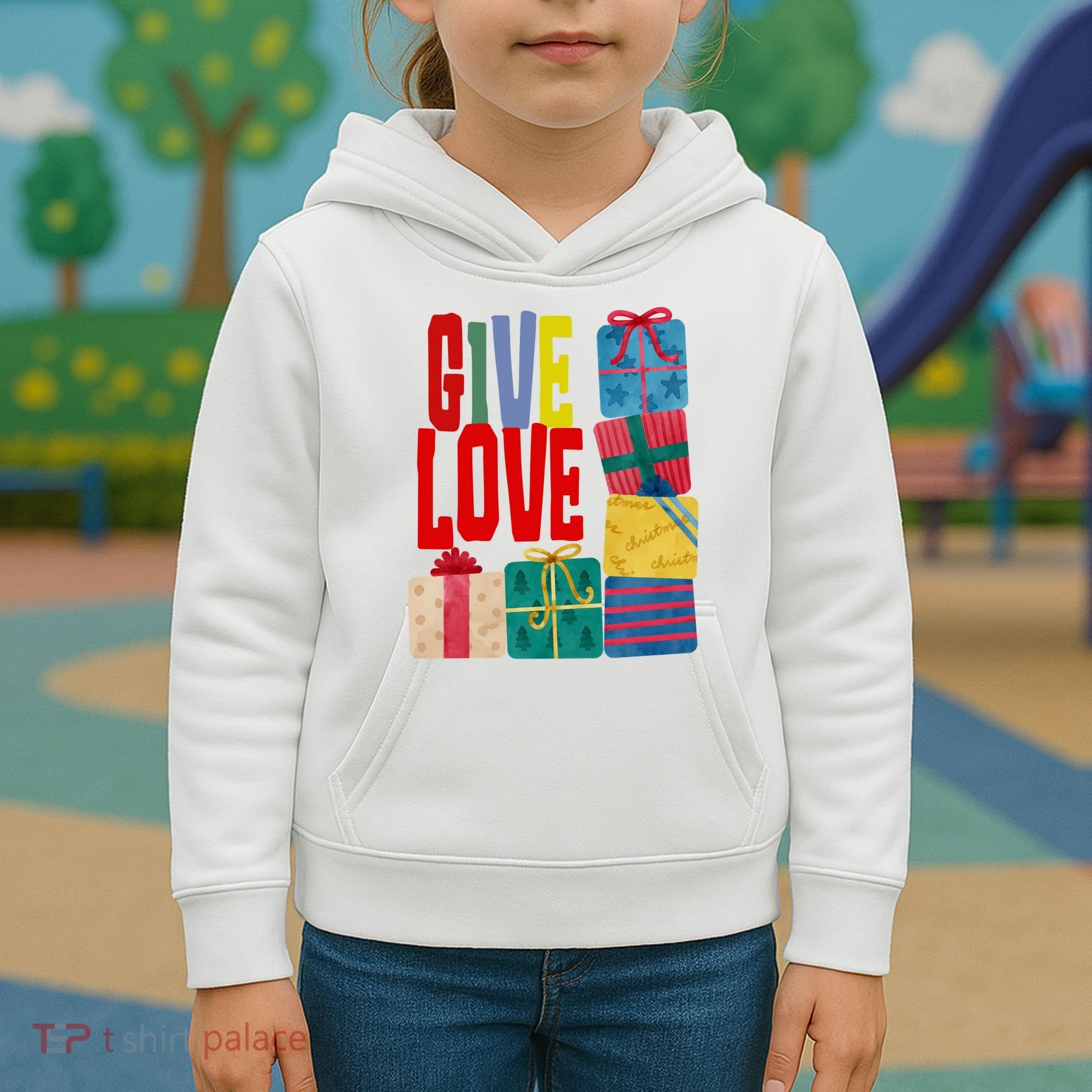 Give Love Christmas Holiday Gifts Kids Hoodie
