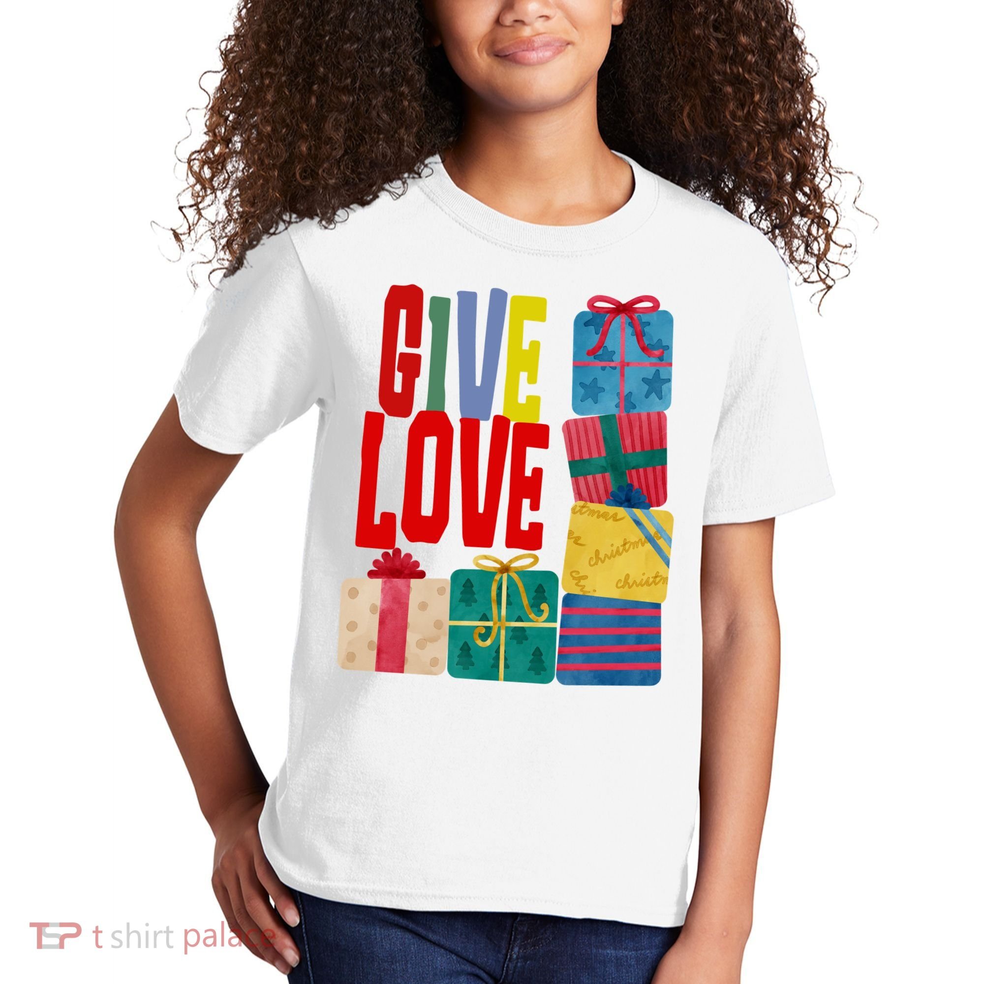 Give Love Christmas Holiday Gifts Kids T-Shirt