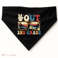 Groovy Last Day Of School Peace Out 2nd Grade USA-Made Doggie Bandana thumb 0