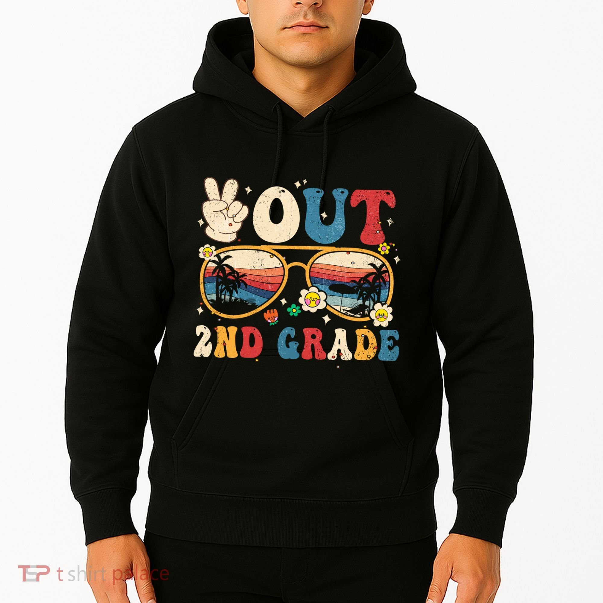 Groovy Last Day Of School Peace Out 2nd Grade Hoodie