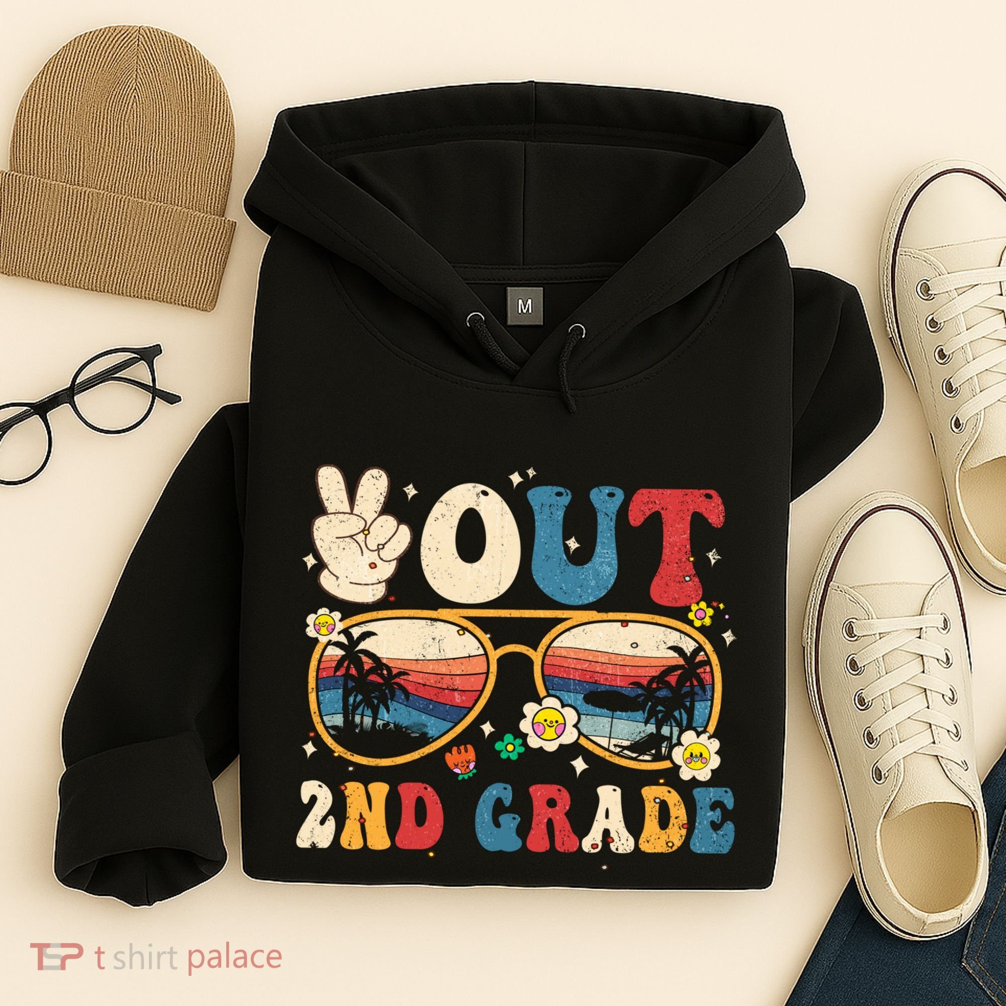 Groovy Last Day Of School Peace Out 2nd Grade Hoodie