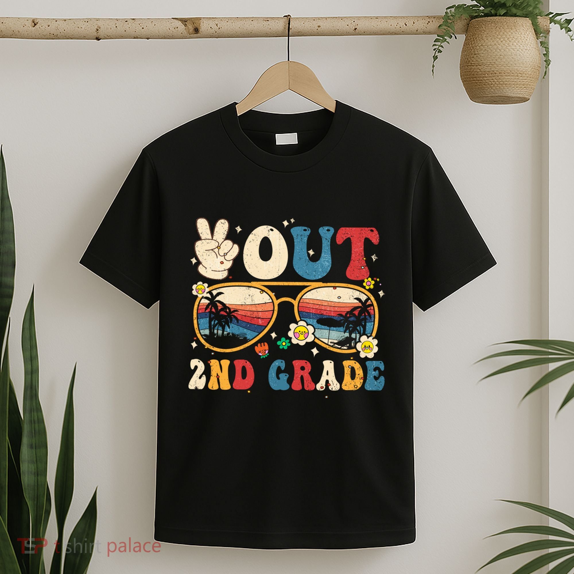 Groovy Last Day Of School Peace Out 2nd Grade T-Shirt