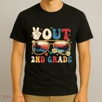 Groovy Last Day Of School Peace Out 2nd Grade T-Shirt thumb 3