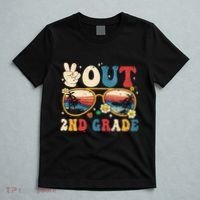Groovy Last Day Of School Peace Out 2nd Grade T-Shirt thumb 5