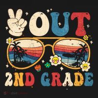 Groovy Last Day Of School Peace Out 2nd Grade Women's Hoodie thumb 2