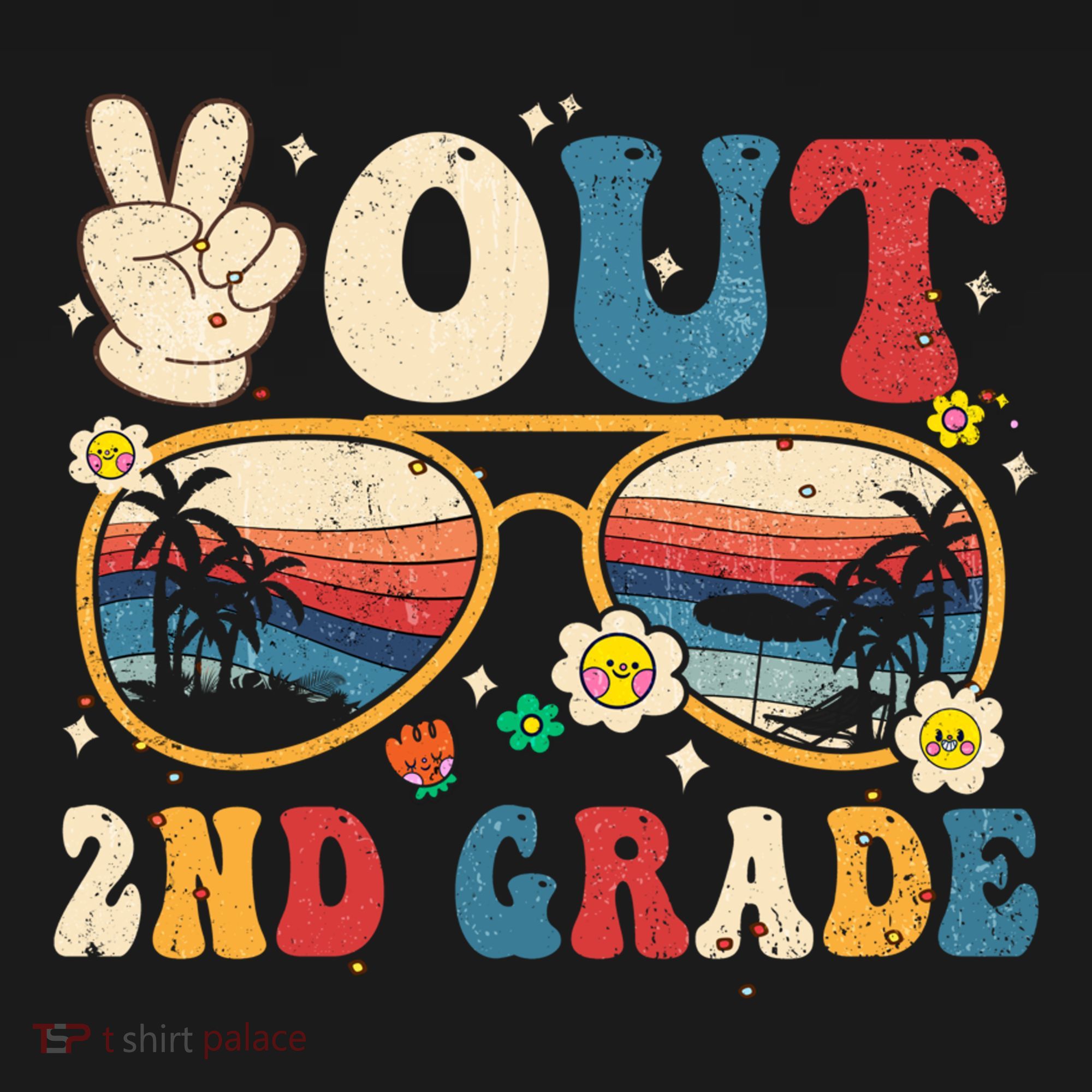 Groovy Last Day Of School Peace Out 2nd Grade Women's Hoodie