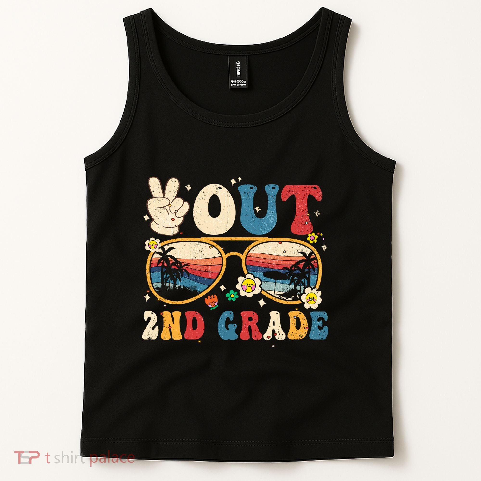 Groovy Last Day Of School Peace Out 2nd Grade Tank Top