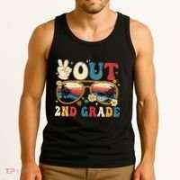 Groovy Last Day Of School Peace Out 2nd Grade Tank Top thumb 3