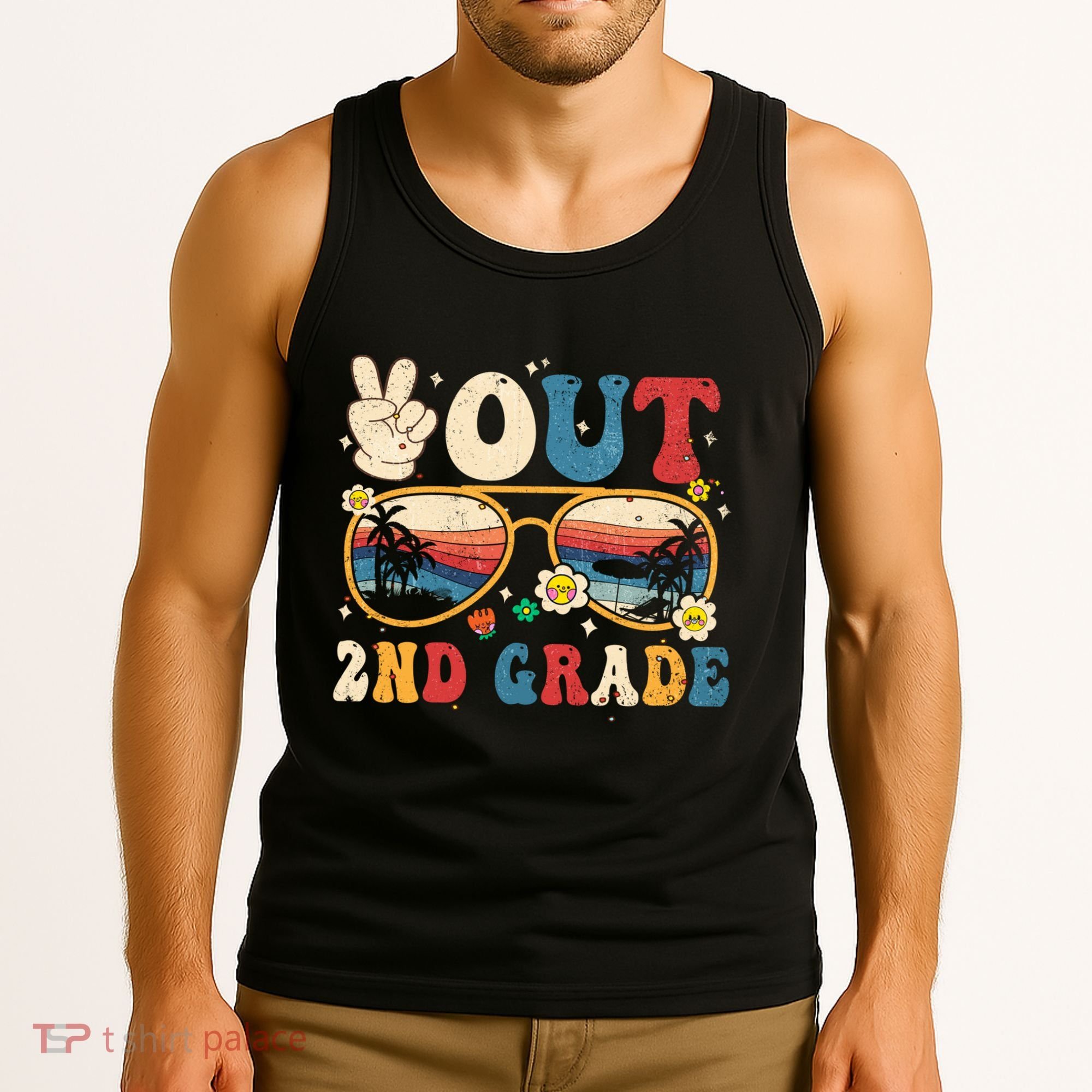 Groovy Last Day Of School Peace Out 2nd Grade Tank Top