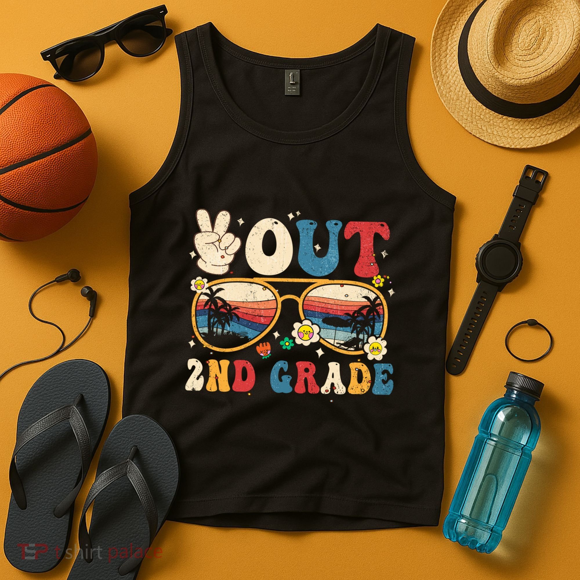 Groovy Last Day Of School Peace Out 2nd Grade Tank Top