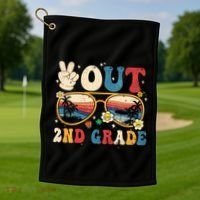 Groovy Last Day Of School Peace Out 2nd Grade Golf Towel thumb 1