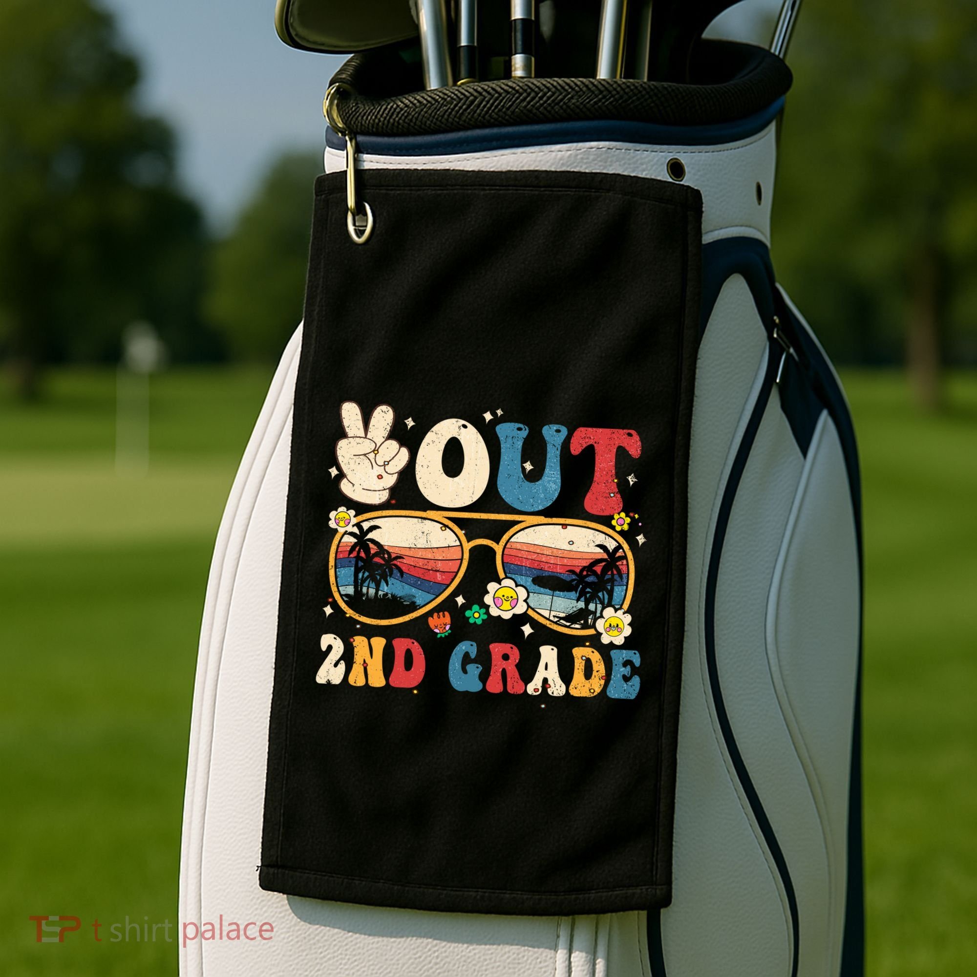 Groovy Last Day Of School Peace Out 2nd Grade Golf Towel
