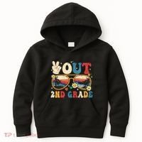 Groovy Last Day Of School Peace Out 2nd Grade Kids Hoodie thumb 0