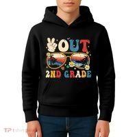 Groovy Last Day Of School Peace Out 2nd Grade Kids Hoodie thumb 4