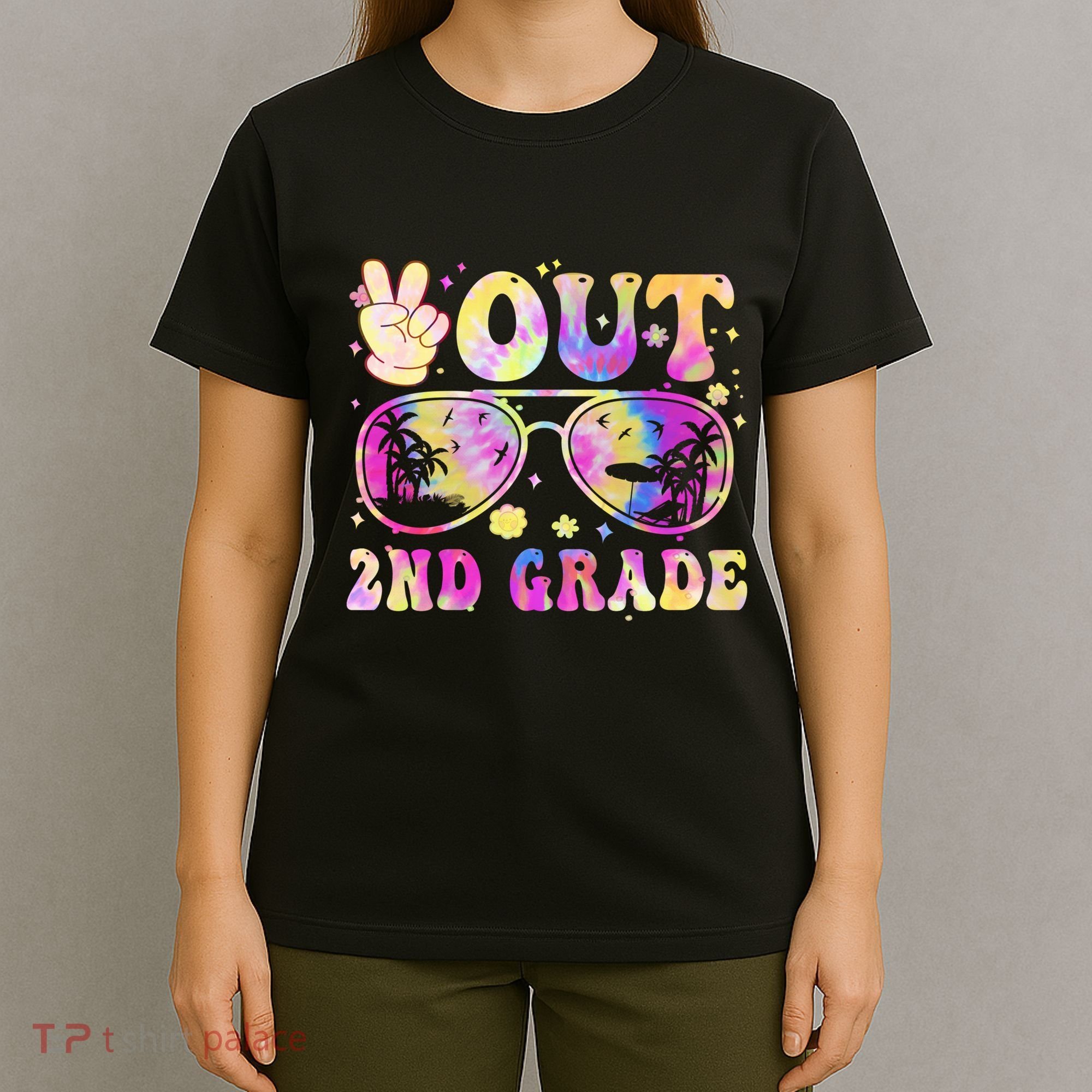 Groovy Last Day Of School Peace Out 2nd Grade T-Shirt
