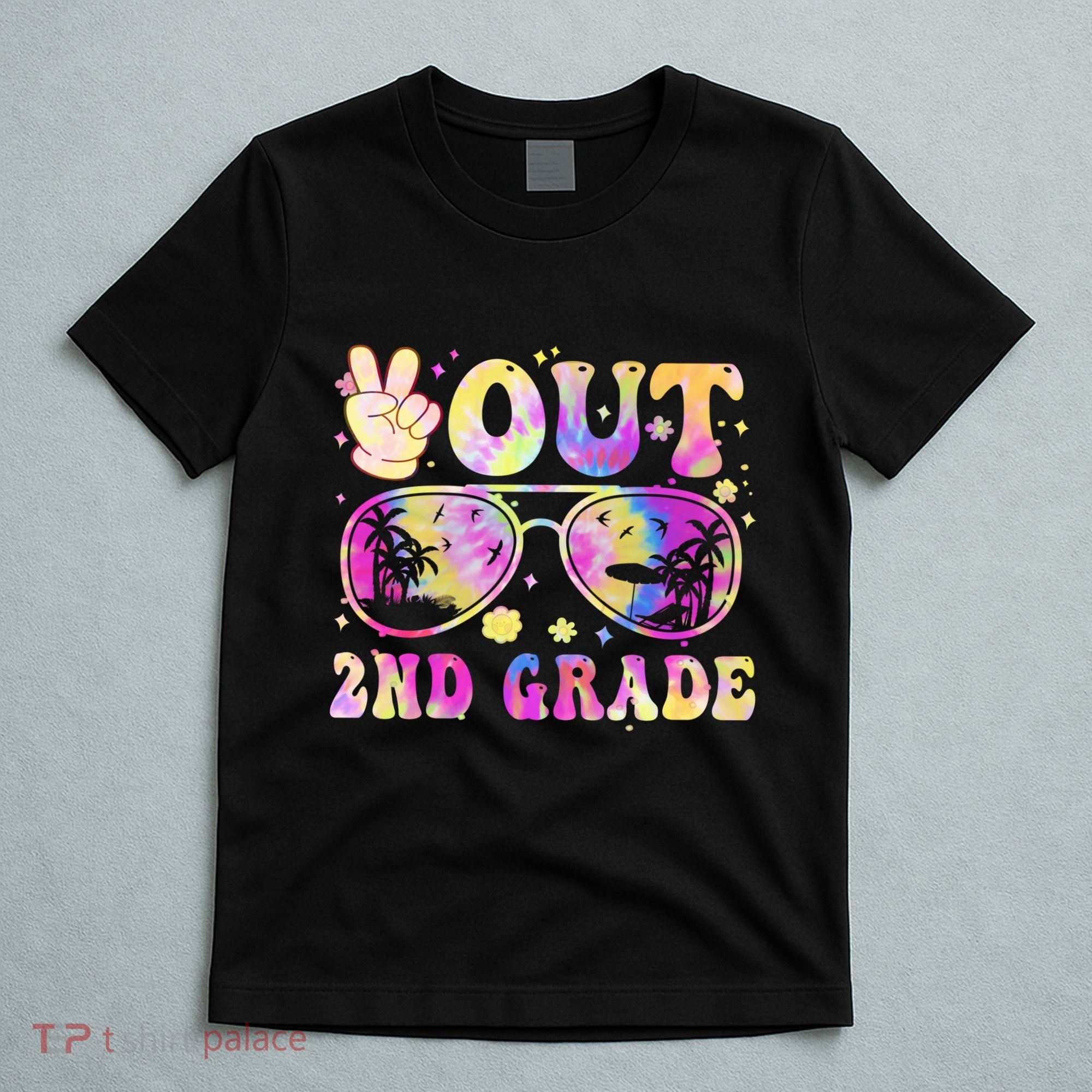 Groovy Last Day Of School Peace Out 2nd Grade T-Shirt