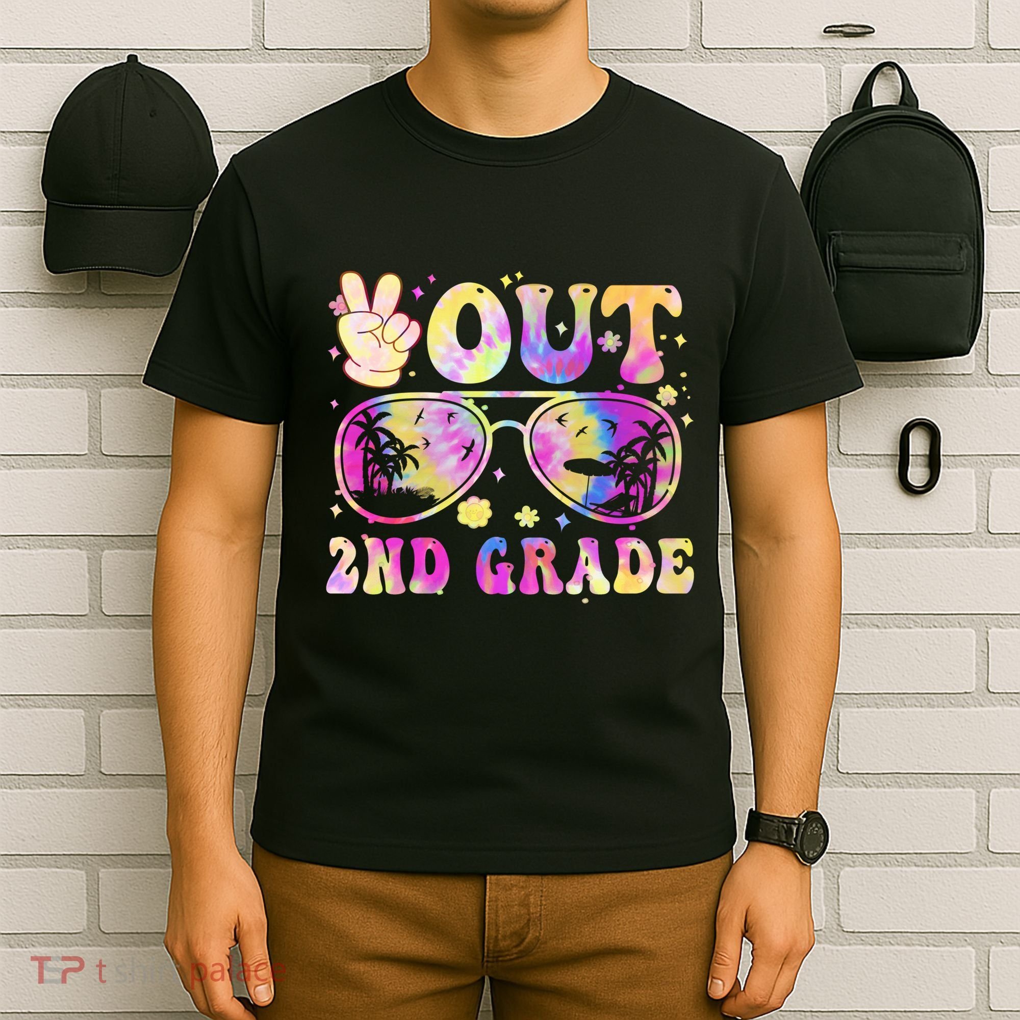 Groovy Last Day Of School Peace Out 2nd Grade T-Shirt