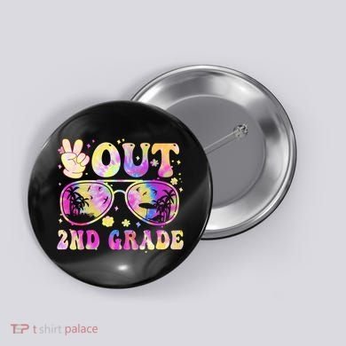 Groovy Last Day Of School Peace Out 2nd Grade Button