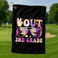 Groovy Last Day Of School Peace Out 2nd Grade Golf Towel thumb 1