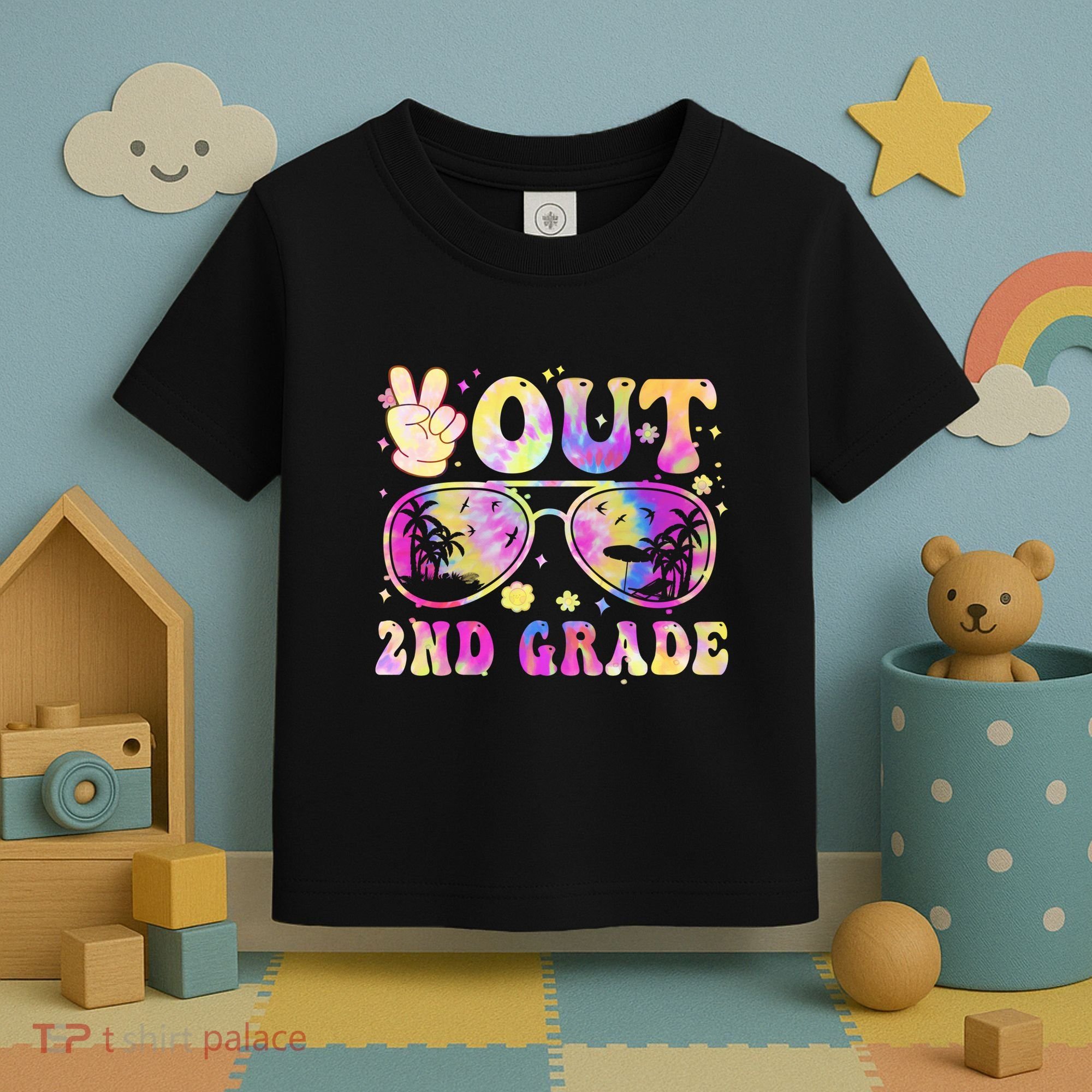 Groovy Last Day Of School Peace Out 2nd Grade Toddler T-Shirt