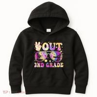 Groovy Last Day Of School Peace Out 2nd Grade Kids Hoodie thumb 0