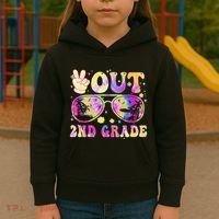Groovy Last Day Of School Peace Out 2nd Grade Kids Hoodie thumb 3