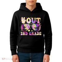 Groovy Last Day Of School Peace Out 2nd Grade Kids Hoodie thumb 4