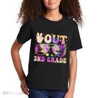 Groovy Last Day Of School Peace Out 2nd Grade Kids T-Shirt thumb 2