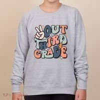 Groovy Last Day Of School 3rd Grade Peace Out Third Grade Women's Sweatshirt thumb 0