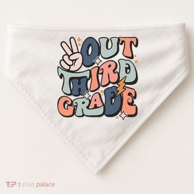 Groovy Last Day Of School 3rd Grade Peace Out Third Grade USA-Made Doggie Bandana