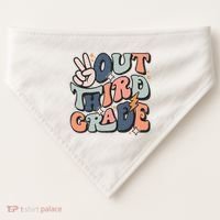 Groovy Last Day Of School 3rd Grade Peace Out Third Grade USA-Made Doggie Bandana thumb 0