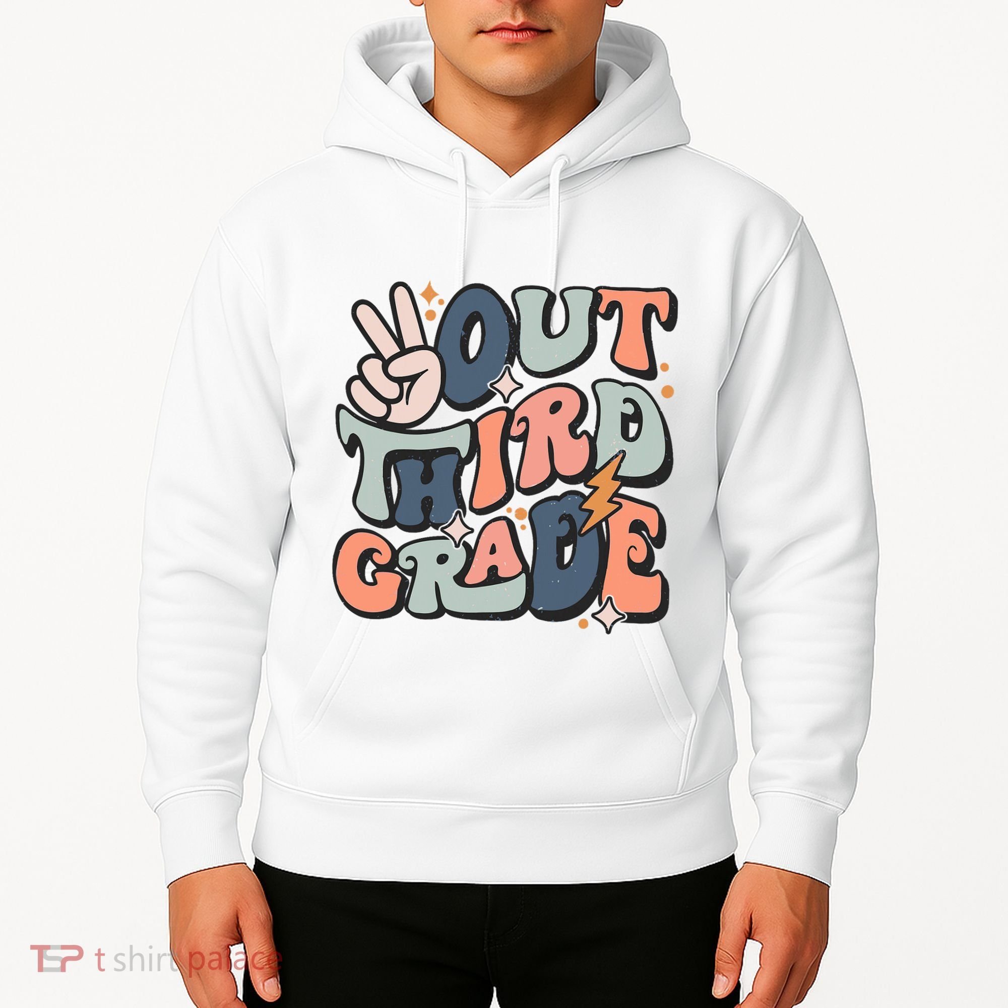 Groovy Last Day Of School 3rd Grade Peace Out Third Grade Hoodie
