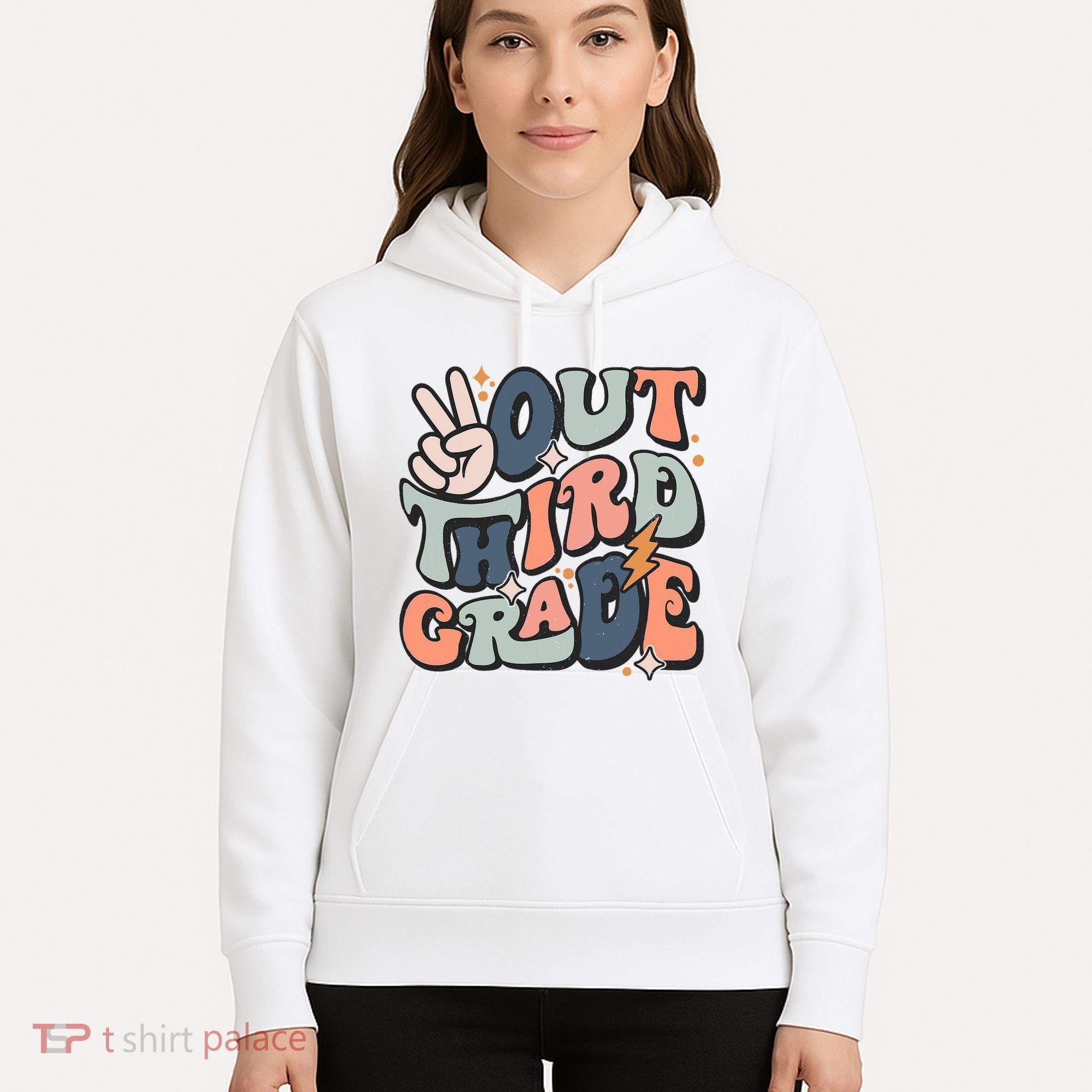 Groovy Last Day Of School 3rd Grade Peace Out Third Grade Hoodie