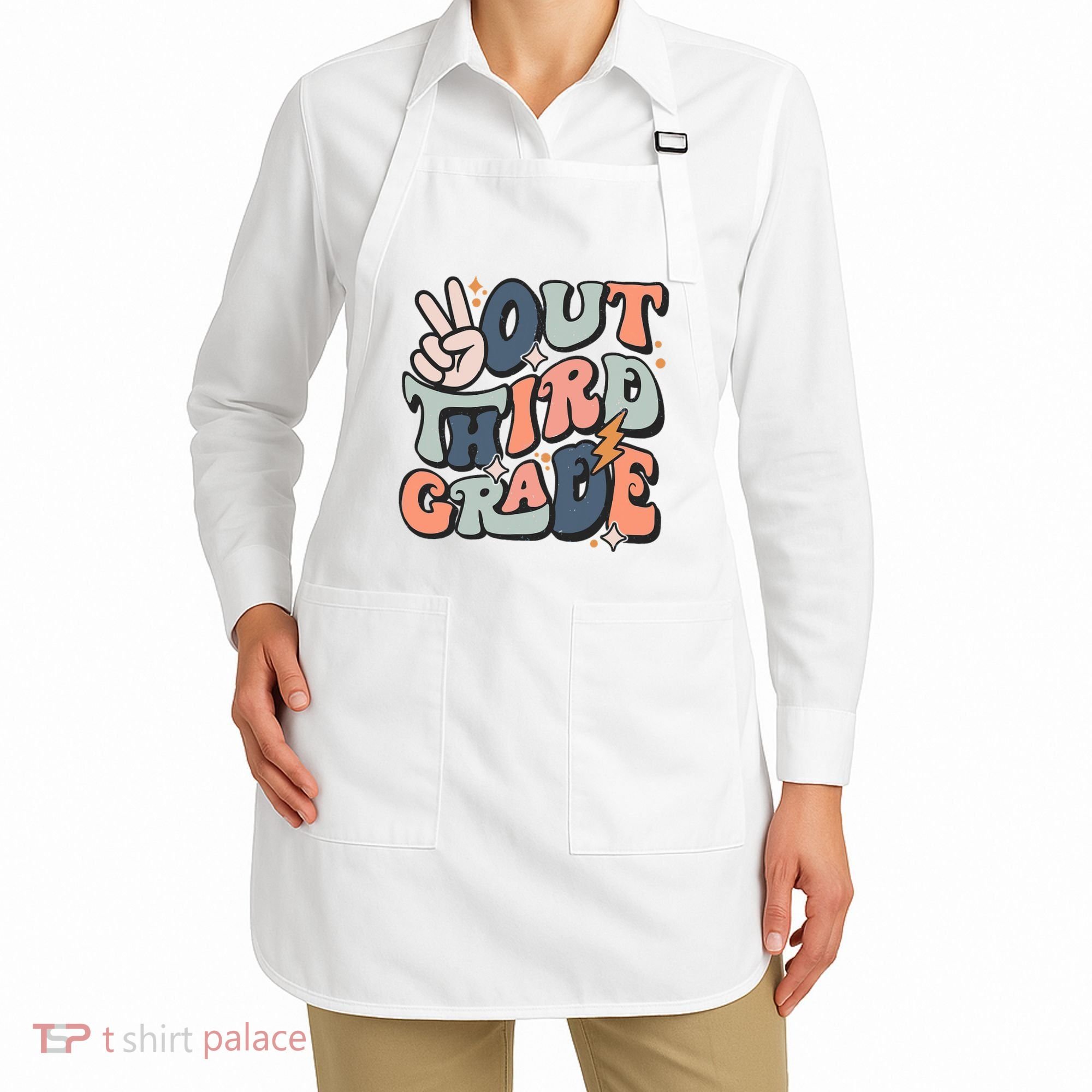 Groovy Last Day Of School 3rd Grade Peace Out Third Grade Apron