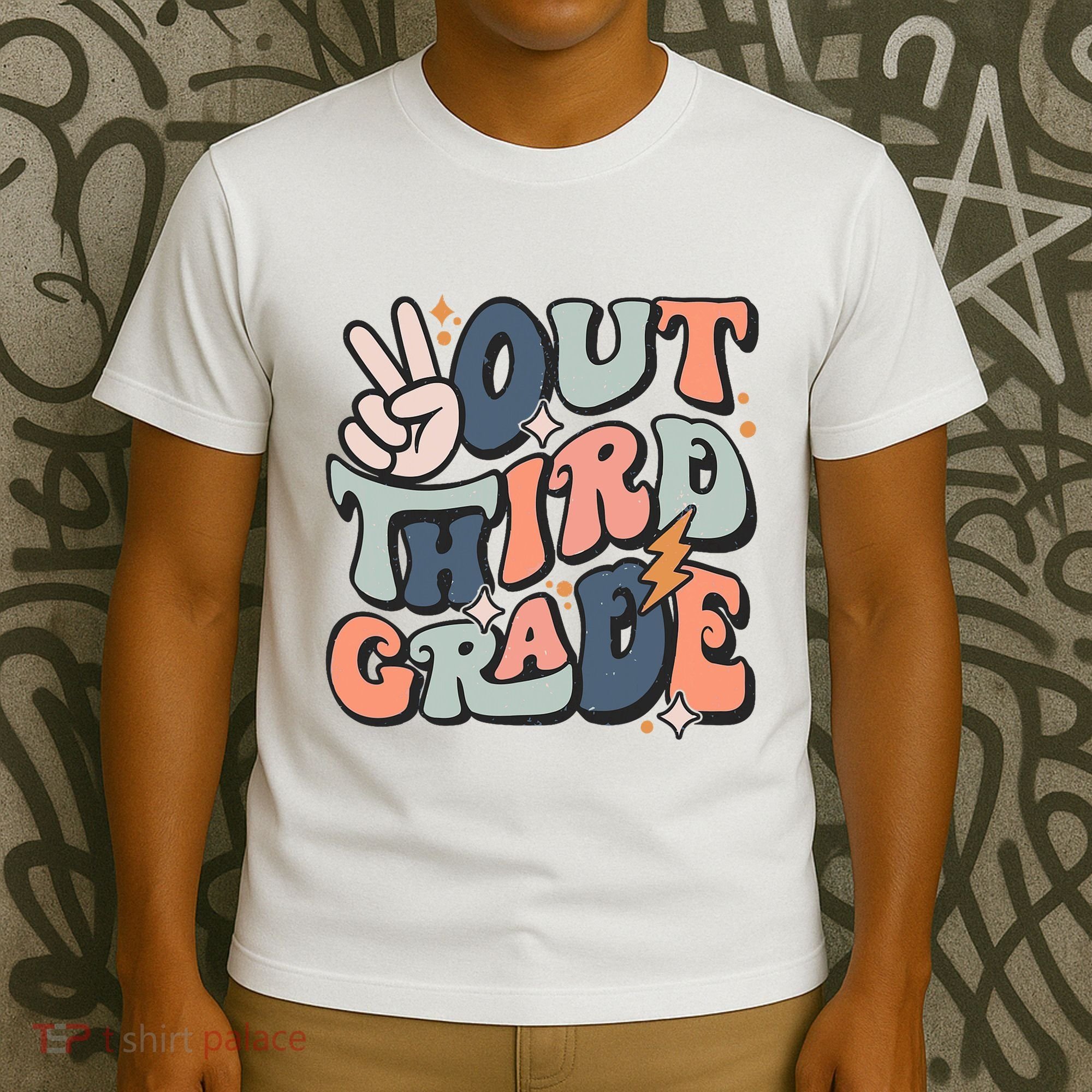 Groovy Last Day Of School 3rd Grade Peace Out Third Grade T-Shirt
