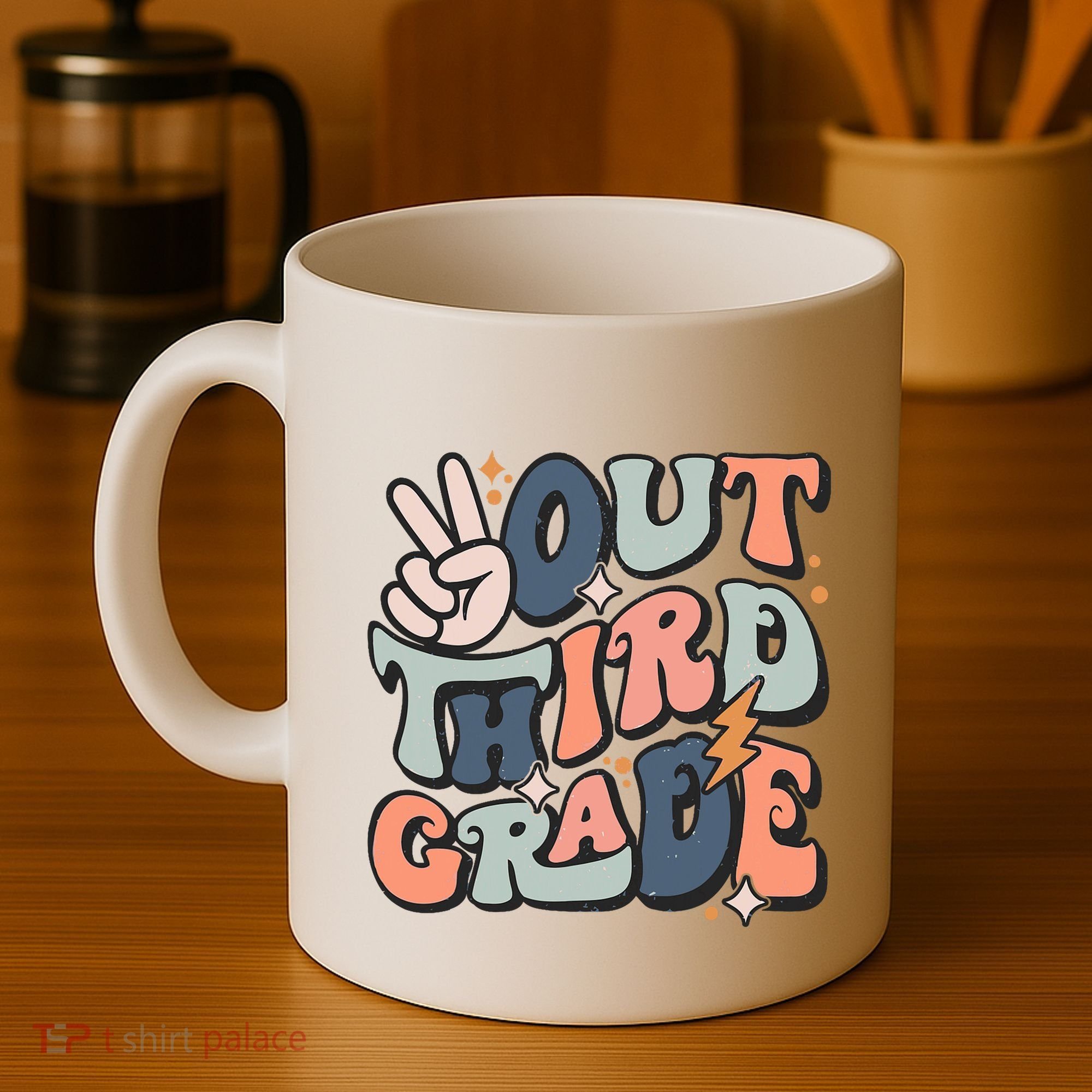 Groovy Last Day Of School 3rd Grade Peace Out Third Grade Coffee Mug
